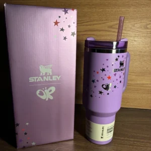 STANLEY Purple With Stars Quencher H2.0 FlowState 40oz Tumbler – Insulated Stainless Steel Cup with Straw & Handle