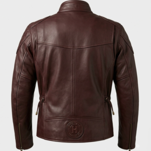 brown high collar jacket front