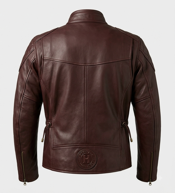 brown high collar jacket front