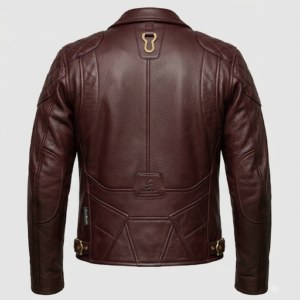 burgundy biker jacket back