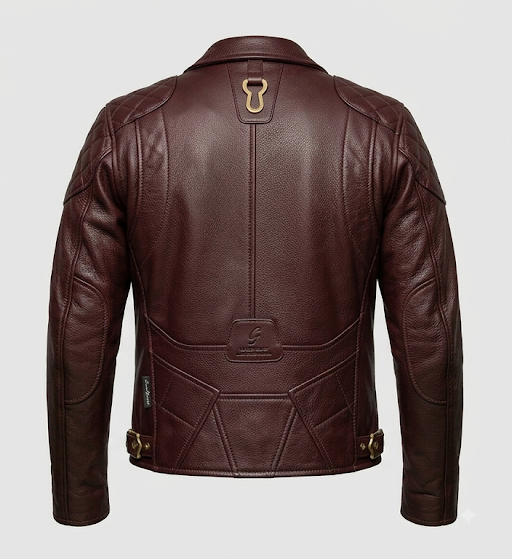 burgundy biker jacket back