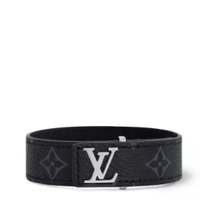 Louis Vuitton LV Slim Bracelet Monogram Eclipse | Men's Luxury Leather Bracelet with Monogram Canvas