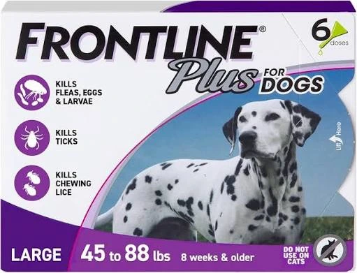 Frontline Plus for Dogs 45–88 lbs | 6 Monthly Treatments | Flea & Tick Prevention | 6-Month Supply