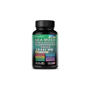 Sea Moss 7000mg, Black Seed Oil 4000mg, Ashwagandha 2000mg & Turmeric 2000mg | 120 Capsules | Herbal Wellness Supplement