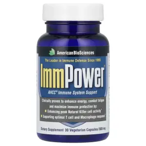 American BioSciences ImmPower AHCC® 500mg | Immune Support Supplement | 3 Bottles | Premium Mushroom Extract Capsules