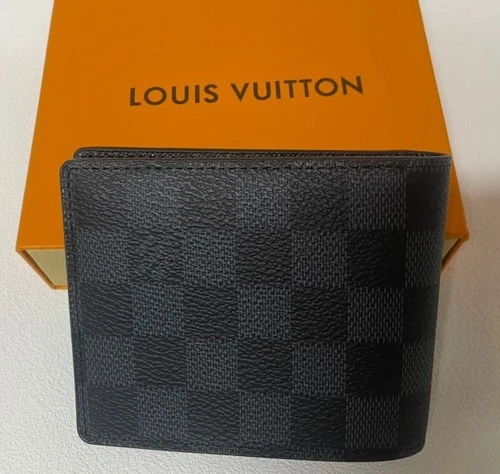 Louis Vuitton Multiple Wallet Damier Graphite Canvas | Men's Luxury Bifold Wallet | Black