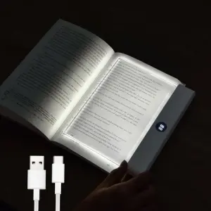 Rechargeable Clear LED Flat Book Light | 3 Color Reading Light with Timer | Portable Eye-Caring Book Reading Lamp