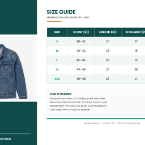 size guide denim jacket