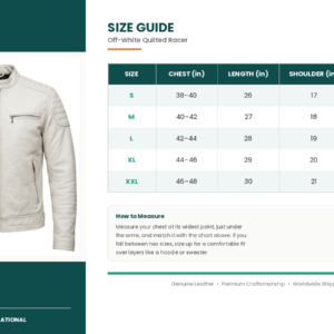 size guide offwhite jacket