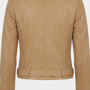 camel biker jacket back