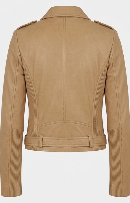 camel biker jacket back