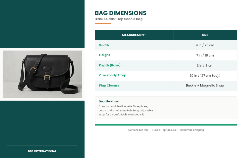 dimensions guide black saddle