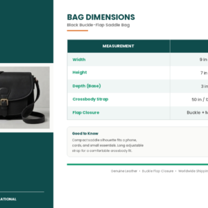 dimensions guide black saddle