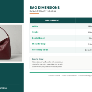 dimensions guide burgundy hobo
