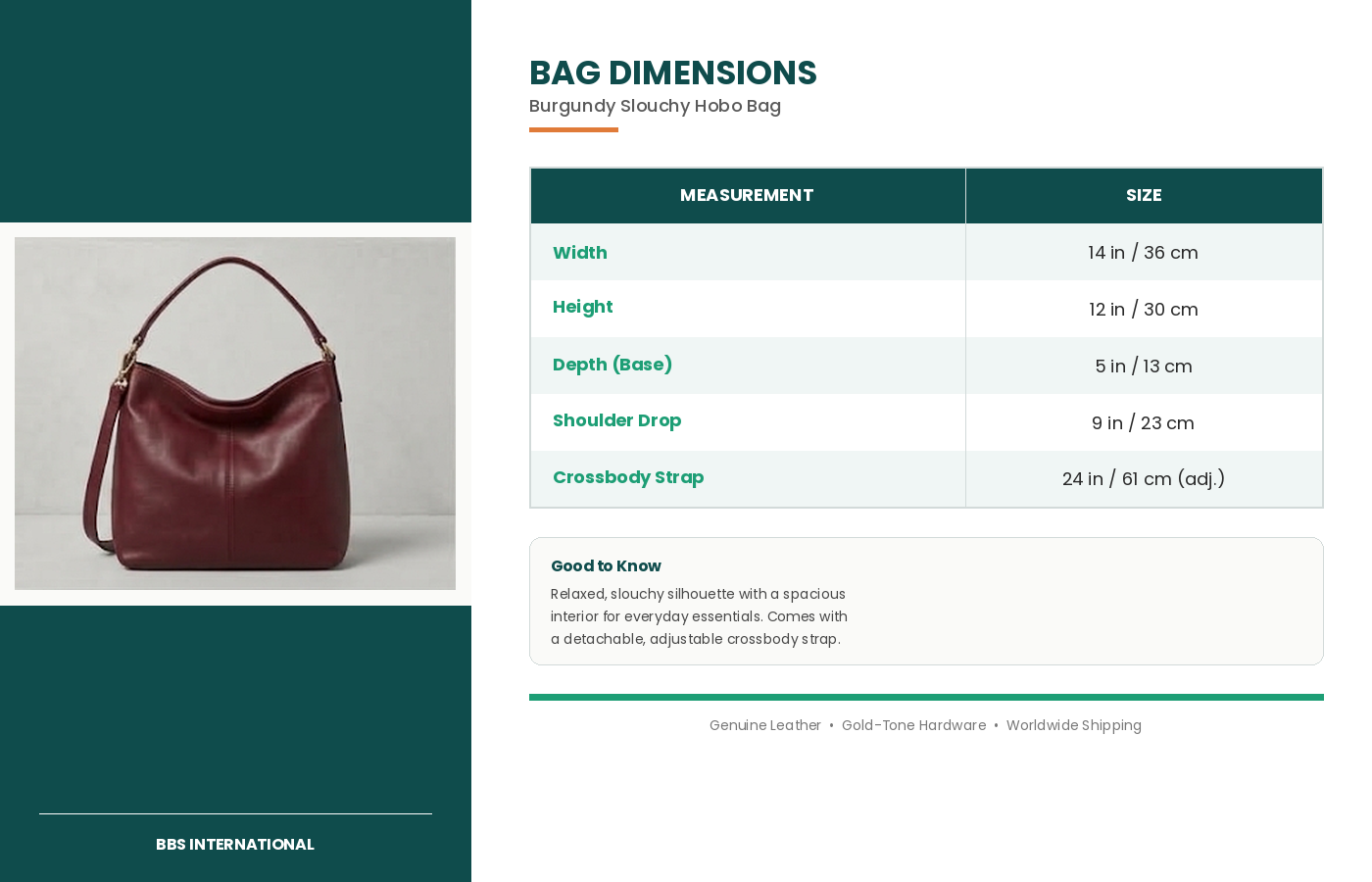 dimensions guide burgundy hobo