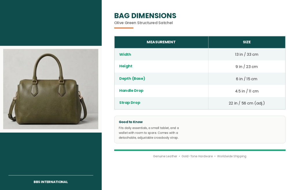 dimensions guide olive satchel
