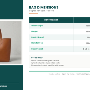 dimensions guide tan tote
