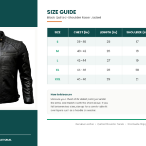 size guide black quilted racer2