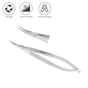 Barraquer Micro Needle holder curved standard model 1 0 x 10 mm with lock overall length 12 cm 1