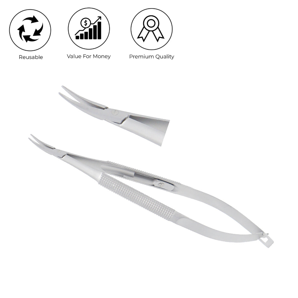 Barraquer Micro Needle holder curved standard model 1 0 x 10 mm with lock overall length 12 cm 1