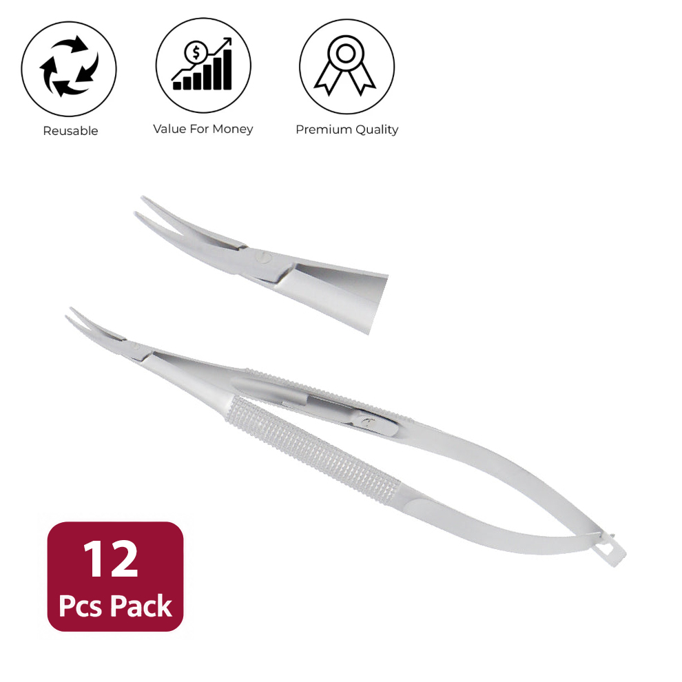 Barraquer Micro Needle holder curved standard model 1 0 x 10 mm with lock overall length 12 cm 12pcs