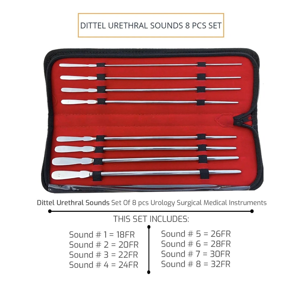 dittel urethral sounds dilator 8 pcs set single ended dimensions