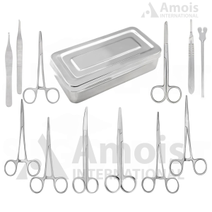set of 13 pcs basic minor surgery kit with sterilizing stainless steel box 2